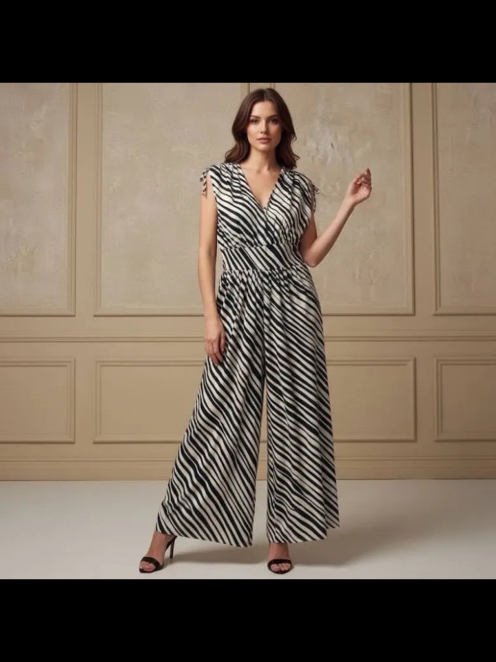 Ann Taylor Zebra Print Wide Leg Jumpsuit